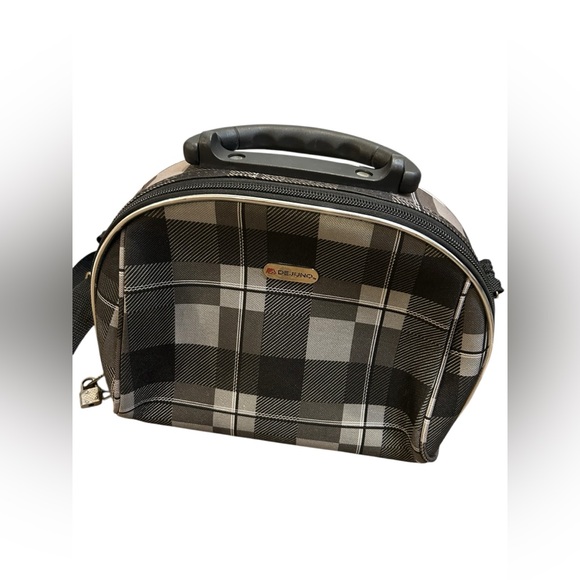 dejuno Handbags - Dejuno Black and Gray Plaid travel toiletries/cosmetics/makeup bag